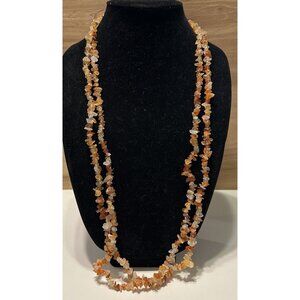 2 Slipover  Carnelian Necklaces Statement Beaded Quartz Chips Layer Boho